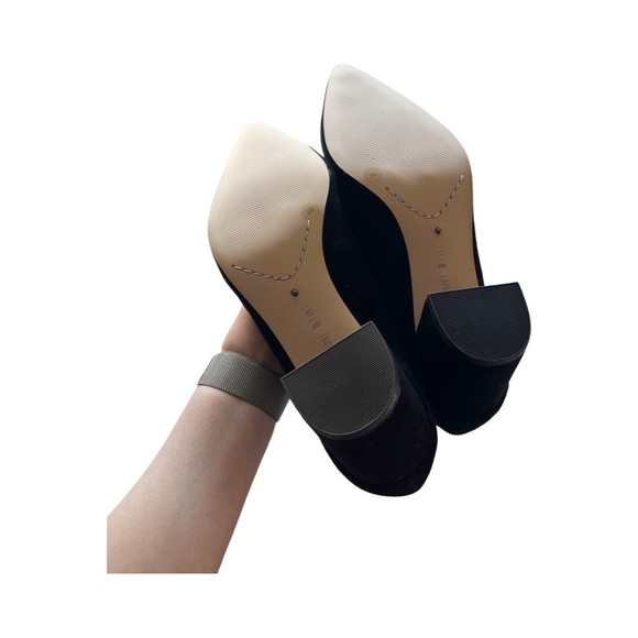 NEW GIANNI BINI Kaislie Pumps Pointy Toe Leather Suede Block Heel Shoes 9M - Picture 4 of 5